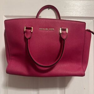 Michael Kors Saffiano Leather Satchel – Hot Pink